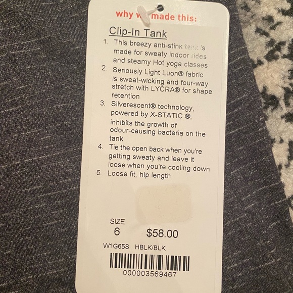 🆕🍋Lululemon Clip-In open back tank, heather gray striped/black - Picture 9 of 9